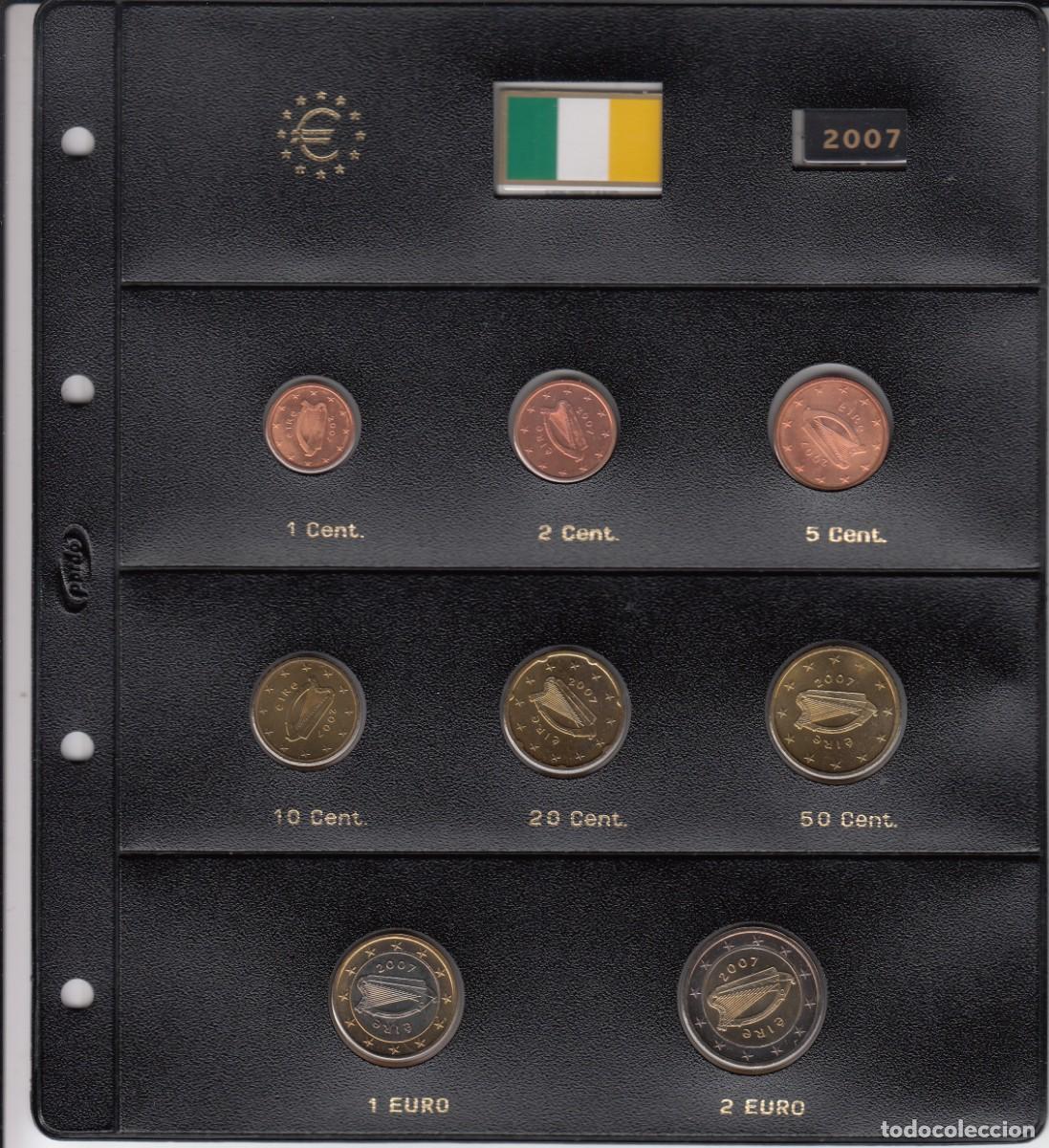 Monedas antiguas de Europa: 8 MONEDAS EURO IRLANDA 2007- SIN CIRCULAR - EN HOJAS PARDO