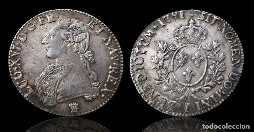 Old Coins of Europe: Francia Luis XVI - 1 &Eacute;cu 1791 Limoges Km 564 Plata