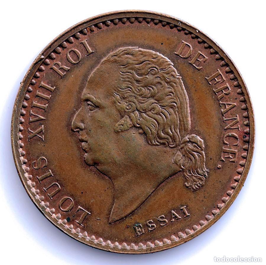 Monedas antiguas de Europa: Francia-PRUEBA. Colonias Francesas. 1824 A. Paris. SC-/UNC- Cobre 9,8 g. RARA