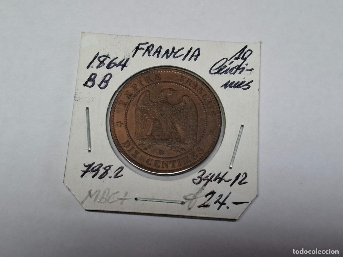 Monedas antiguas de Europa: 10 CENTIMOS de 1864 BB Km 798.2 FRANCIA en MBC+