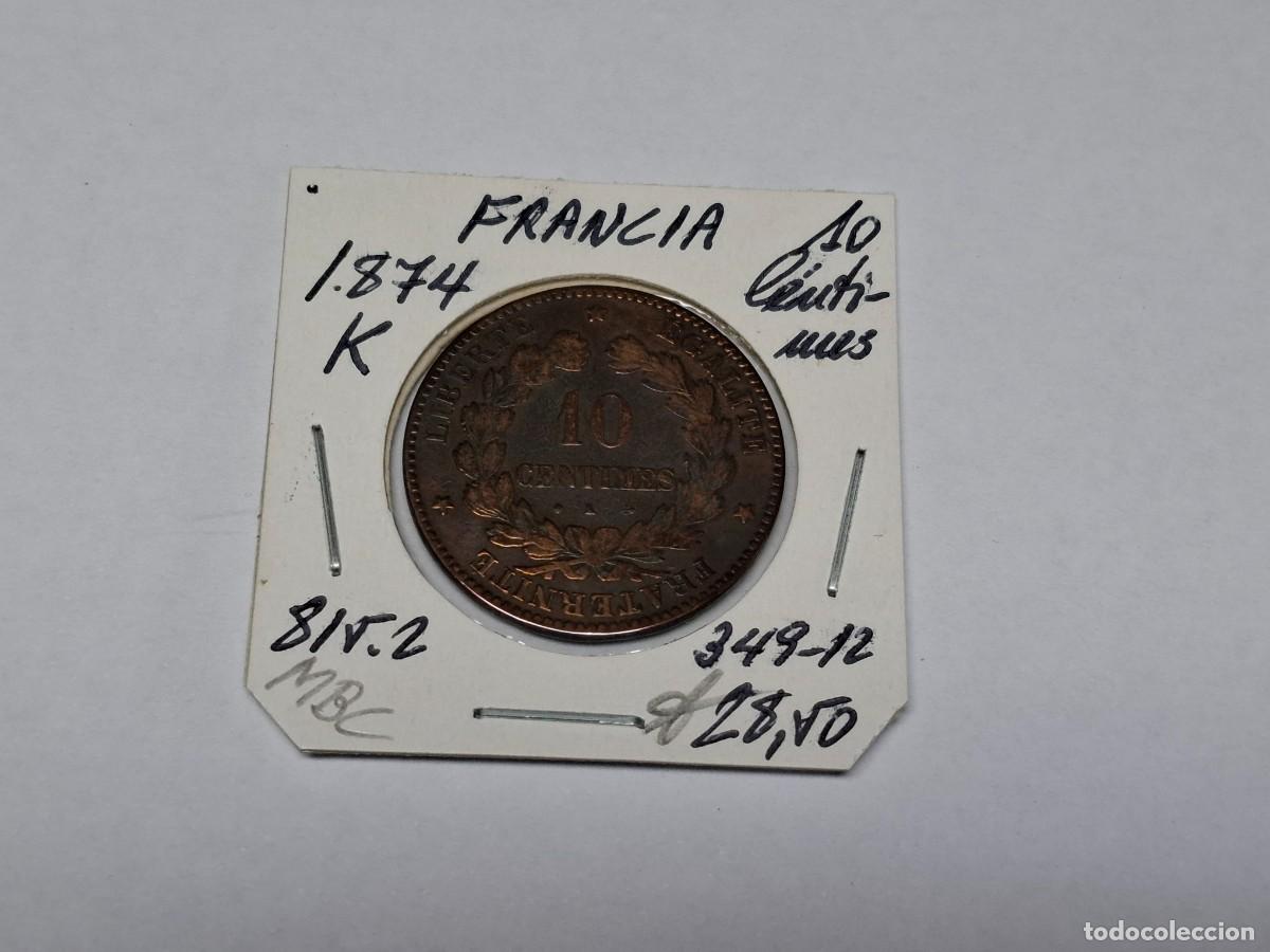 Monedas antiguas de Europa: 10 CENTIMOS de 1874 K Km 815.2 FRANCIA en MBC