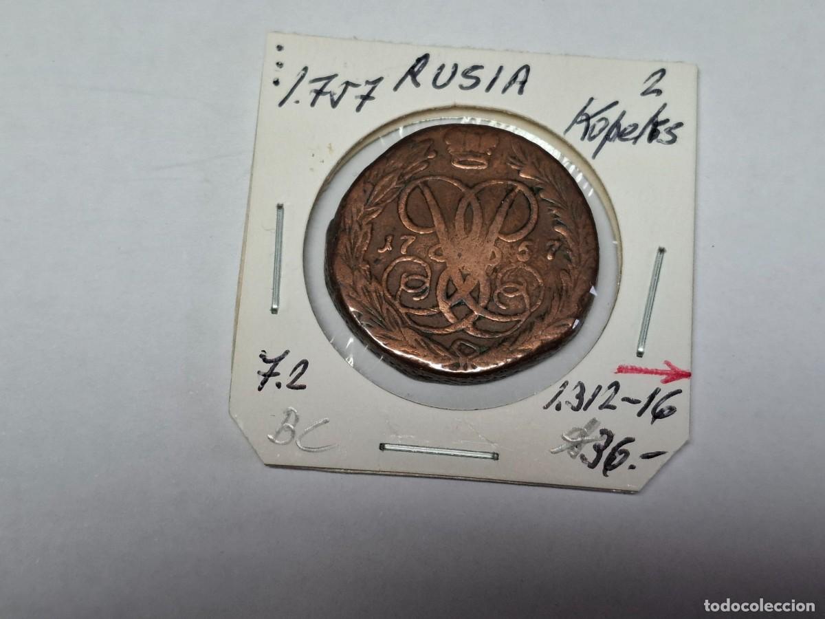 Monedas antiguas de Europa: 2 KOPEKS de 1757 KM 7.2 RUSIA en BC