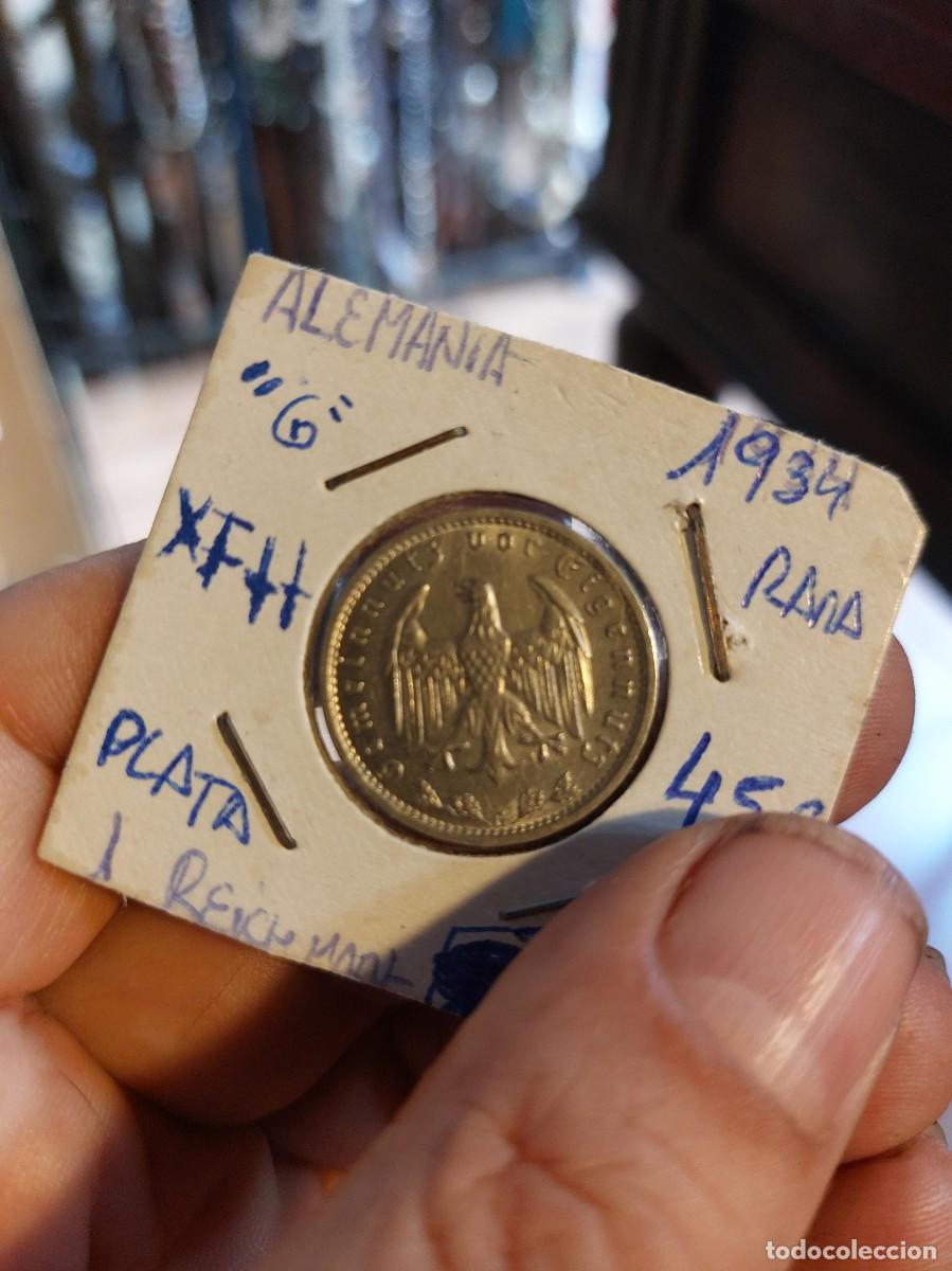 Monedas antiguas de Europa: Rara moneda de 1 Reichs Mark, alemania nacii