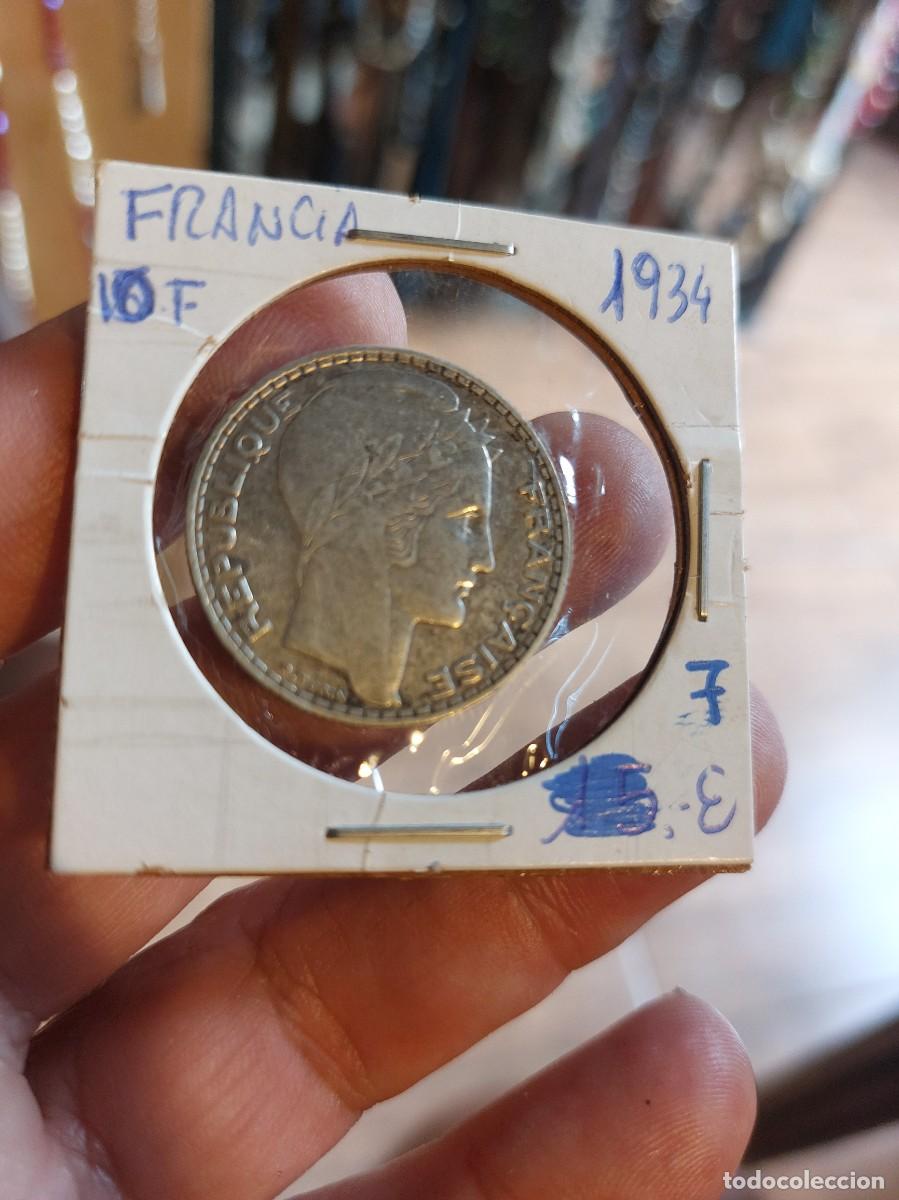 Monedas antiguas de Europa: Moneda de plata. Francesa, 10 Francos 1934