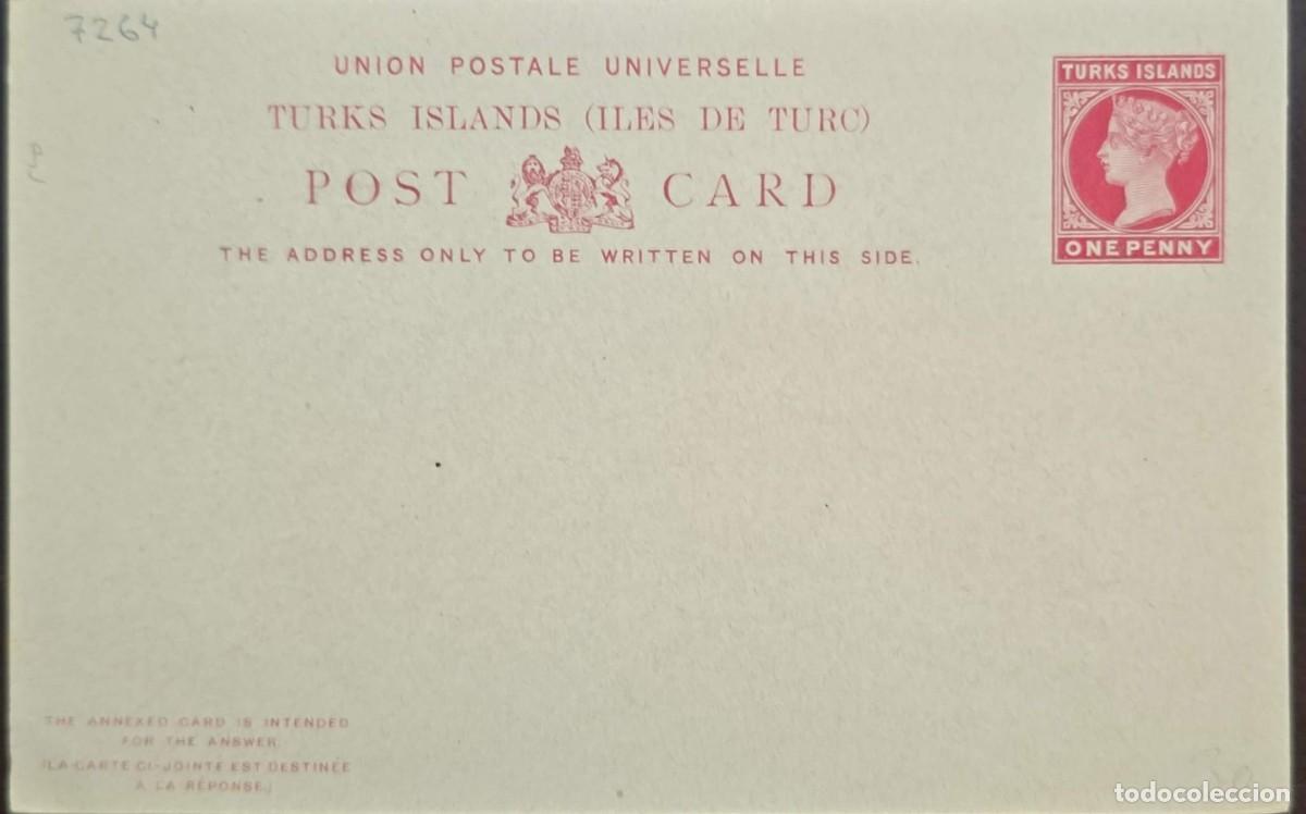 Monedas antiguas de Europa: MI) 1884, TURKS ISLANDS (BRITISH OVERSEAS TERRITORY), REPLY-PAID POSTCARD; MAIN HEADING &rdquo;UNION POSTA