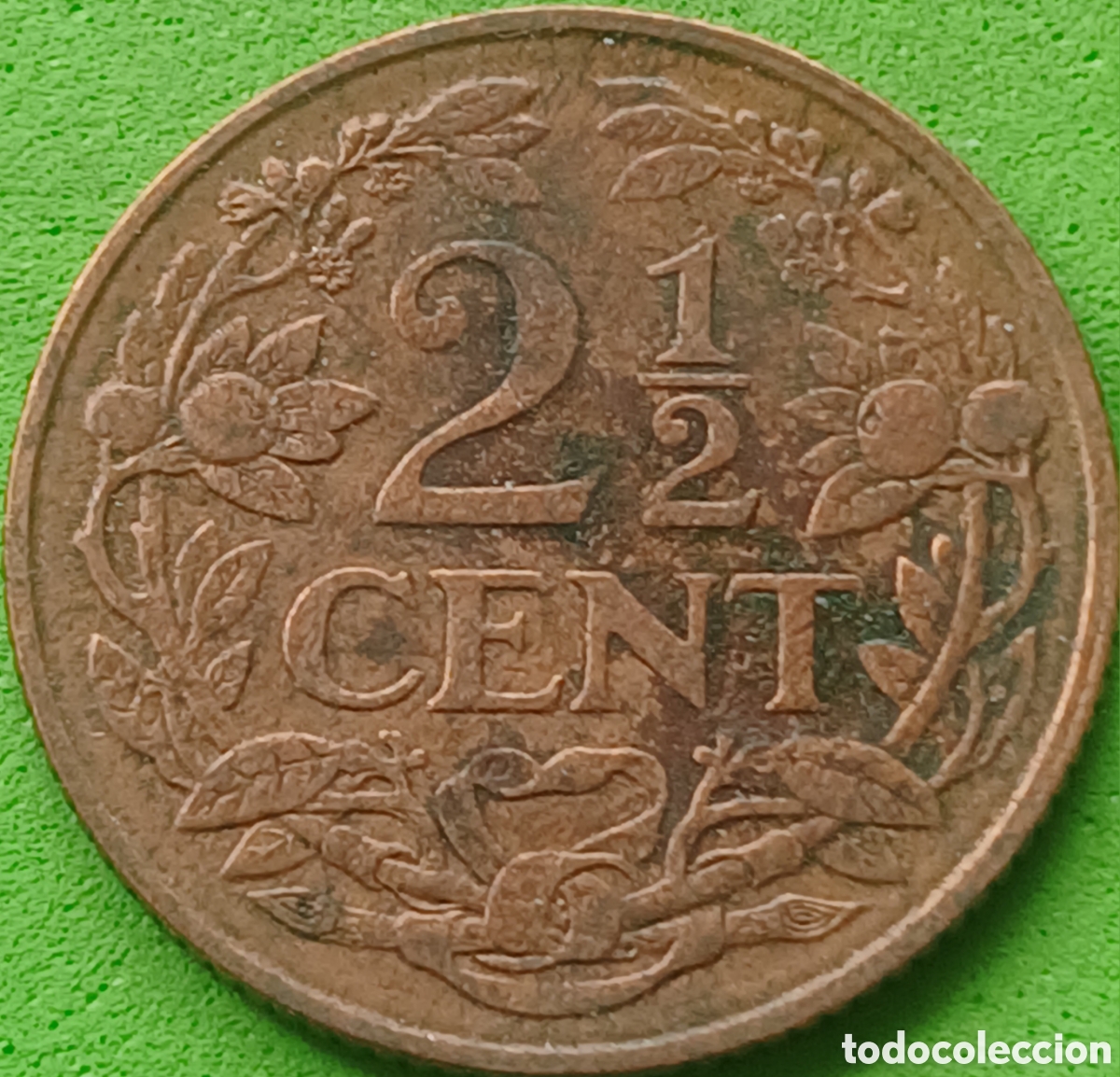 Monedas antiguas de Europa: Pa&iacute;ses Bajos 2&frac12; cent 1918 km#150