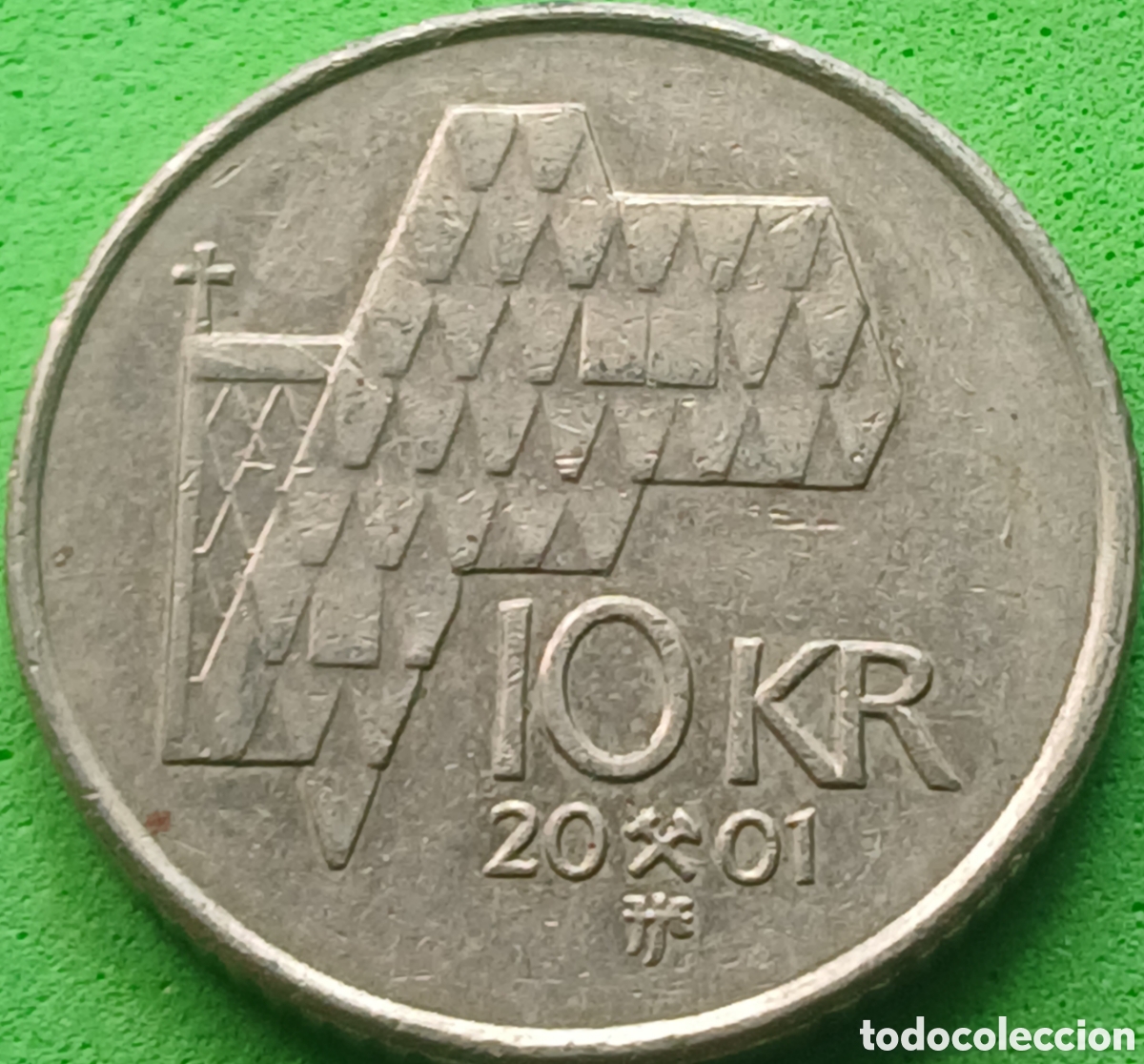 Monedas antiguas de Europa: Noruega 10 coronas 2001 km#457 sin estrella