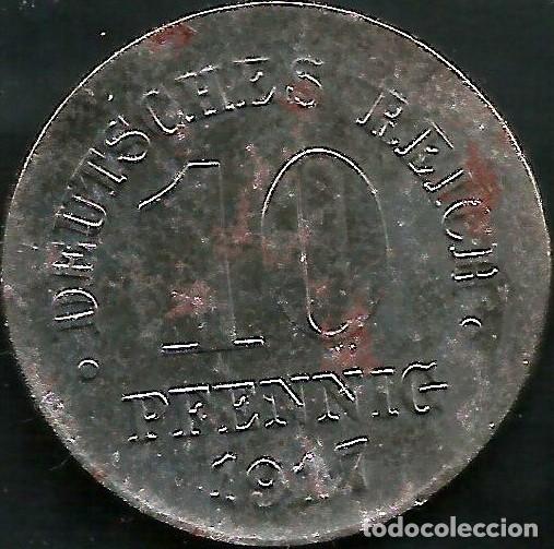 Monedas antiguas de Europa: ALEMANIA, IMPERIO 1917 J - 10 PFENNIG - KM 20 - CIRCULADA