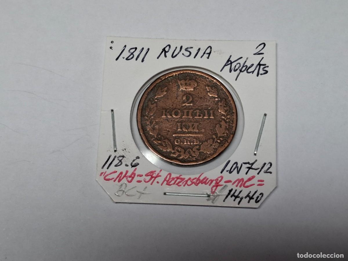Monedas antiguas de Europa: 2 KOPEKS de 1811 KM 118.6 RUSIA en BC+