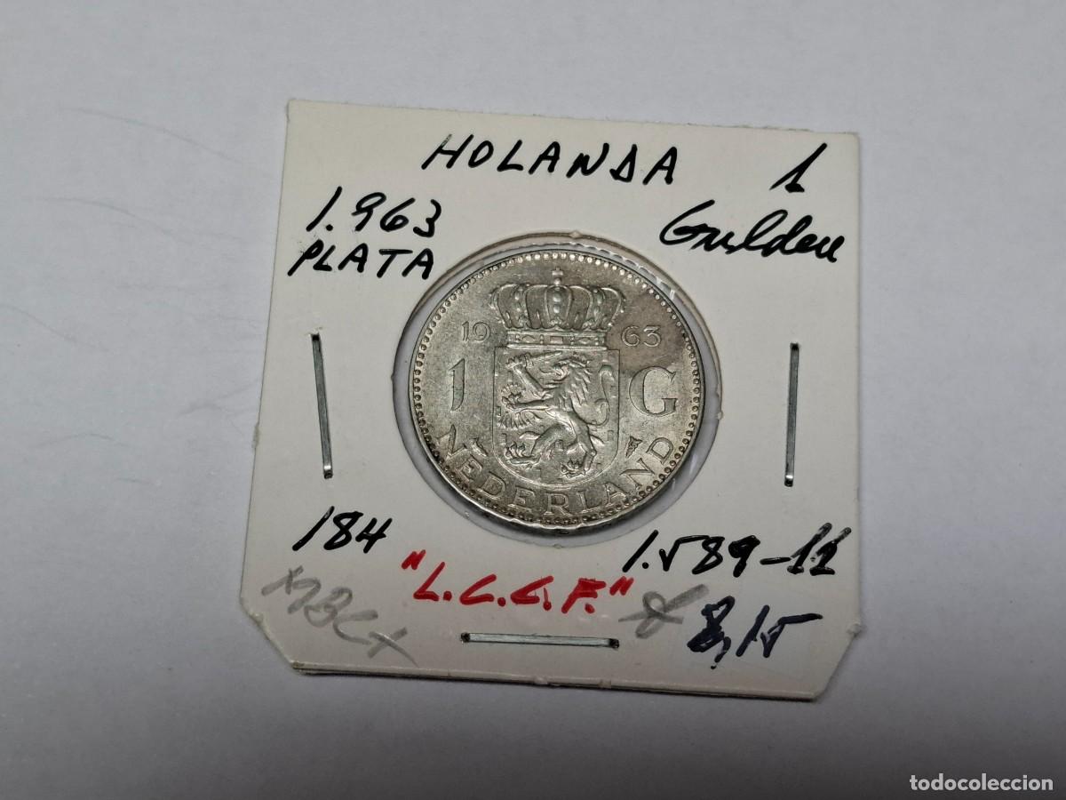 Monedas antiguas de Europa: 1 GULDEN de PLATA de 1963 KM 184 HOLANDA en MBC+