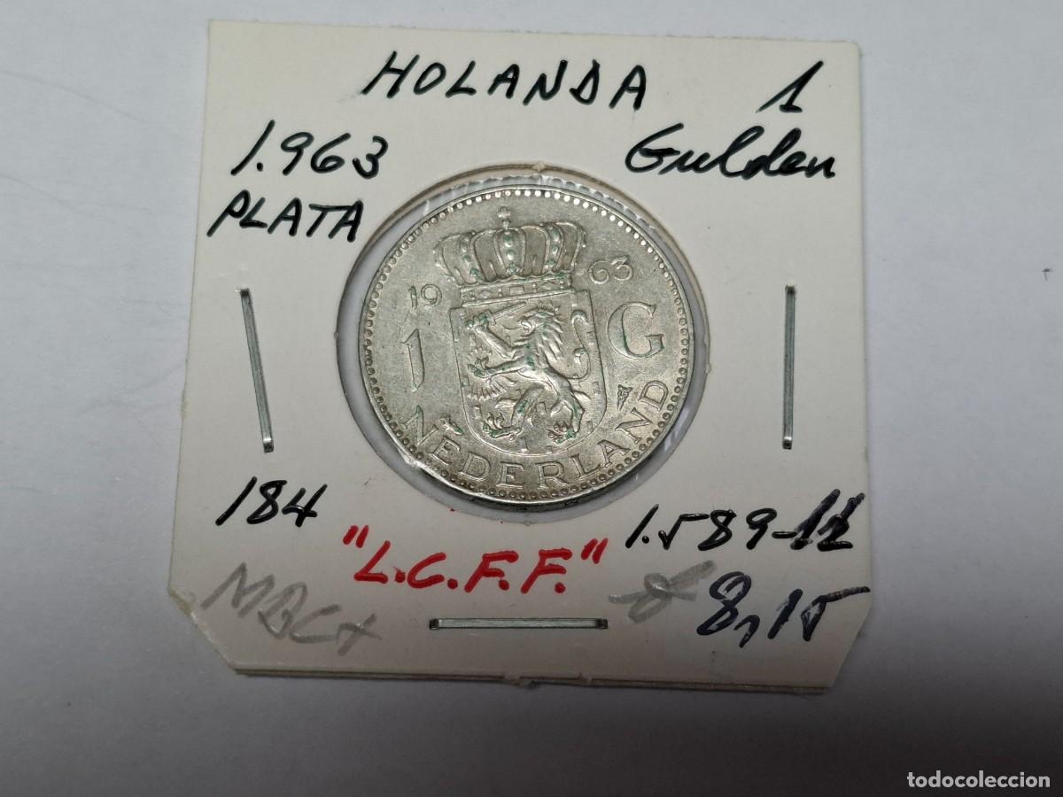 Monedas antiguas de Europa: 1 GULDEN de PLATA de 1963 KM 184 HOLANDA en MBC+