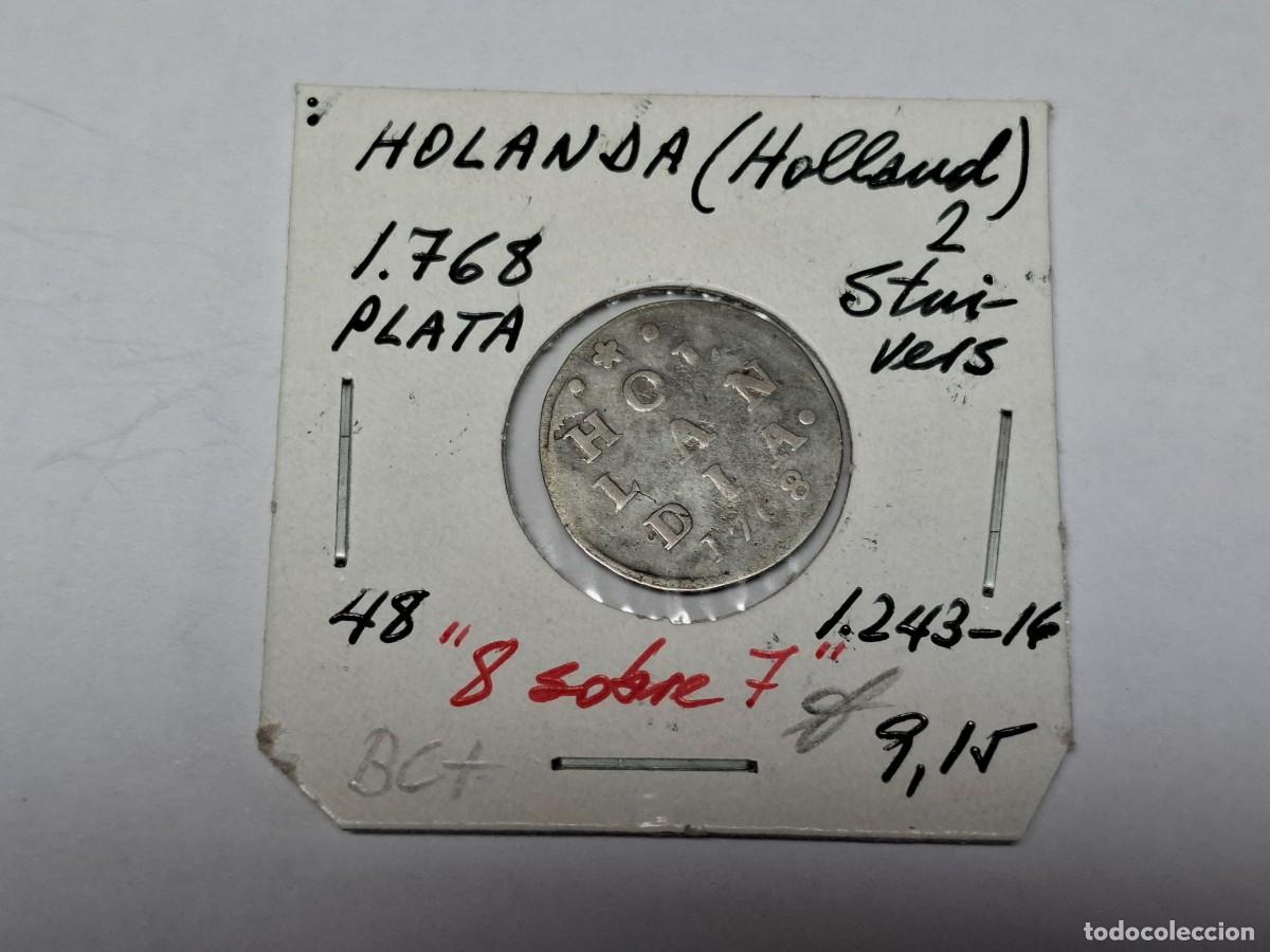 Monedas antiguas de Europa: 2 STUVERS de 1768 de PLATA KM 48 HOLANDA en BC+