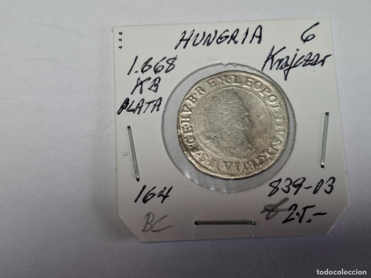 Monedas antiguas de Europa: 6 KRAJCZAR de PLATA de 1668 KB KM 164 HUNGR&Iacute;A en BC