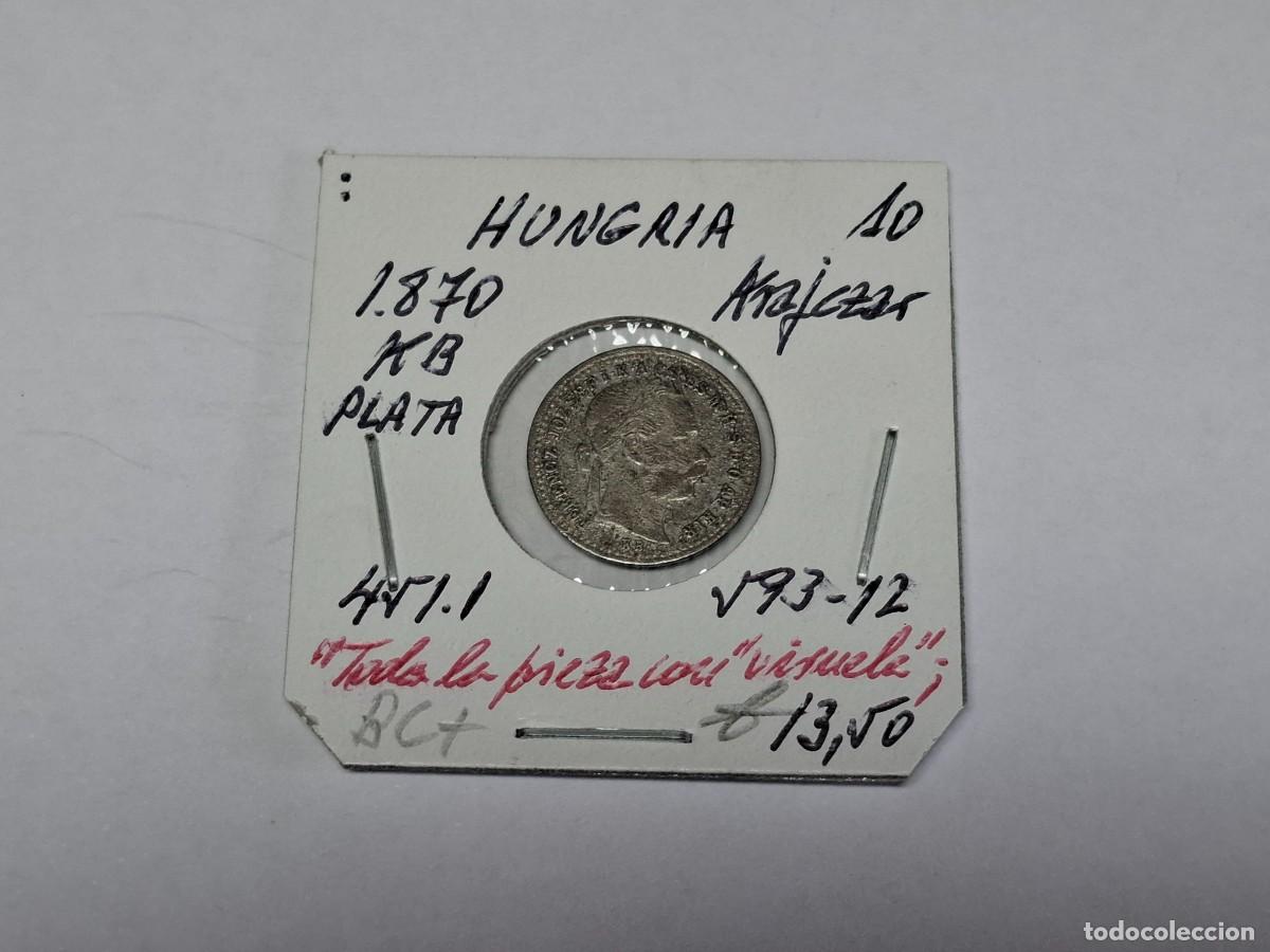 Monedas antiguas de Europa: 10 KRAJCZAR de PLATA de 1870 KB KM 451.1 HUNGR&Iacute;A en BC+
