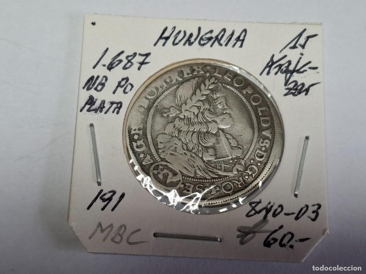 Monedas antiguas de Europa: 15 KRAJCZAR de PLATA de 1687 NB Po KM 191 HUNGR&Iacute;A en MBC