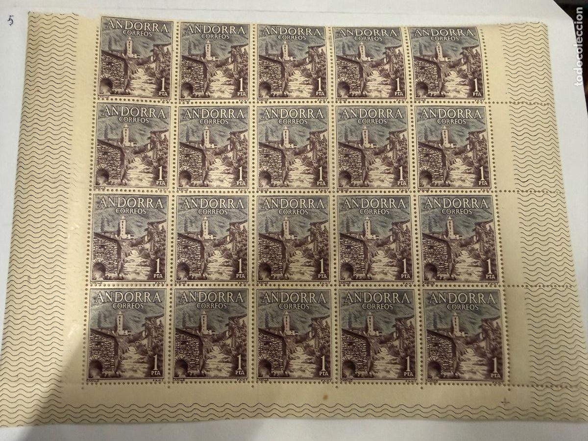 Alte M&uuml;nzen aus Europa: Hoja con 20 sellos nuevos de ANDORRA. FILATELIA. IMPECABLE