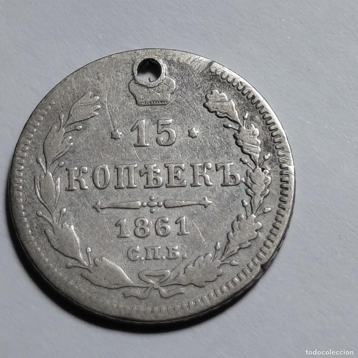 Monedas antiguas de Europa: RUSIA - 15 Kopek 1861 C#21 - PLATA
