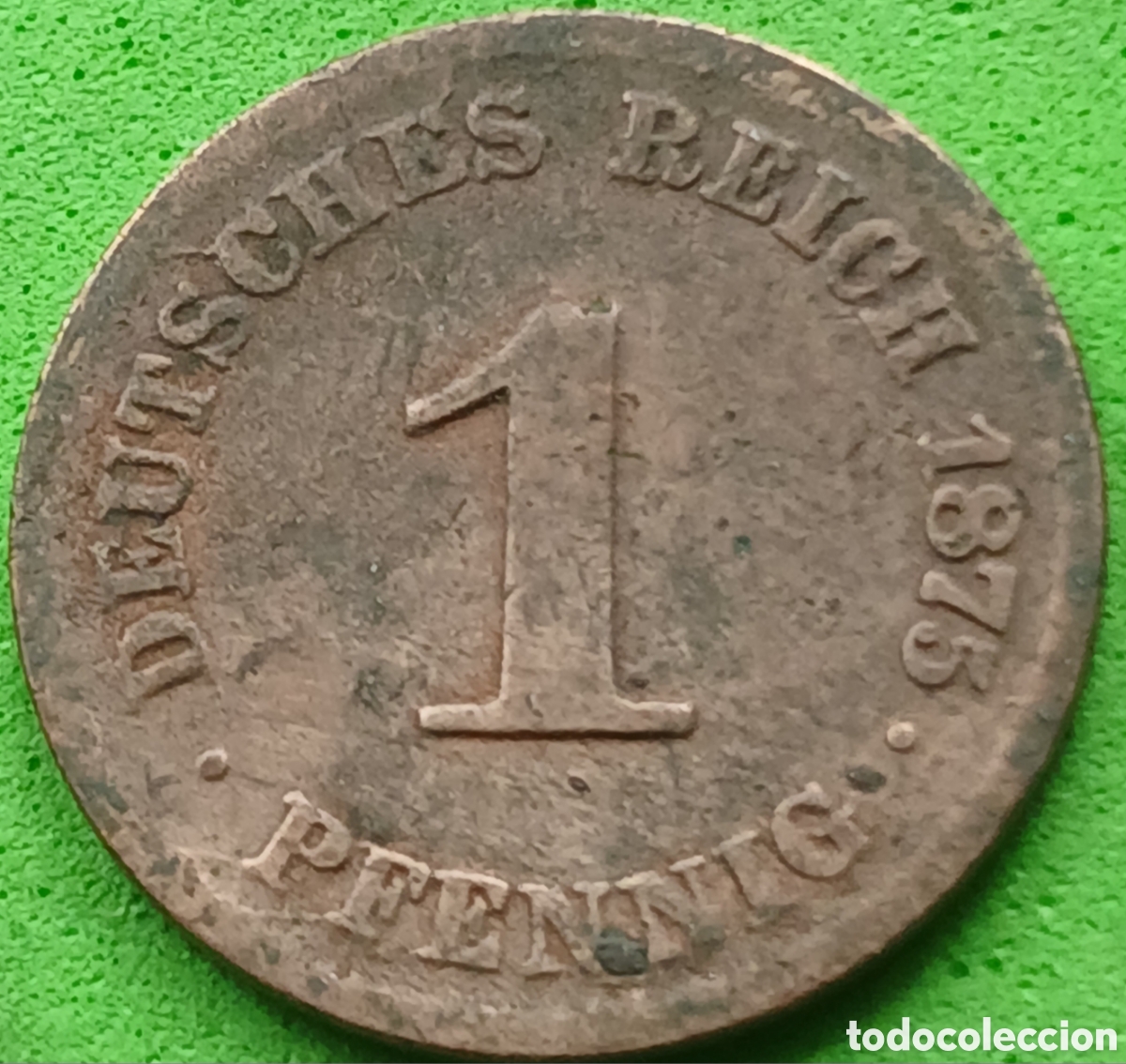 Monedas antiguas de Europa: Alemania Imperio 1 pfennig 1875 C km#1 poco com&uacute;n!