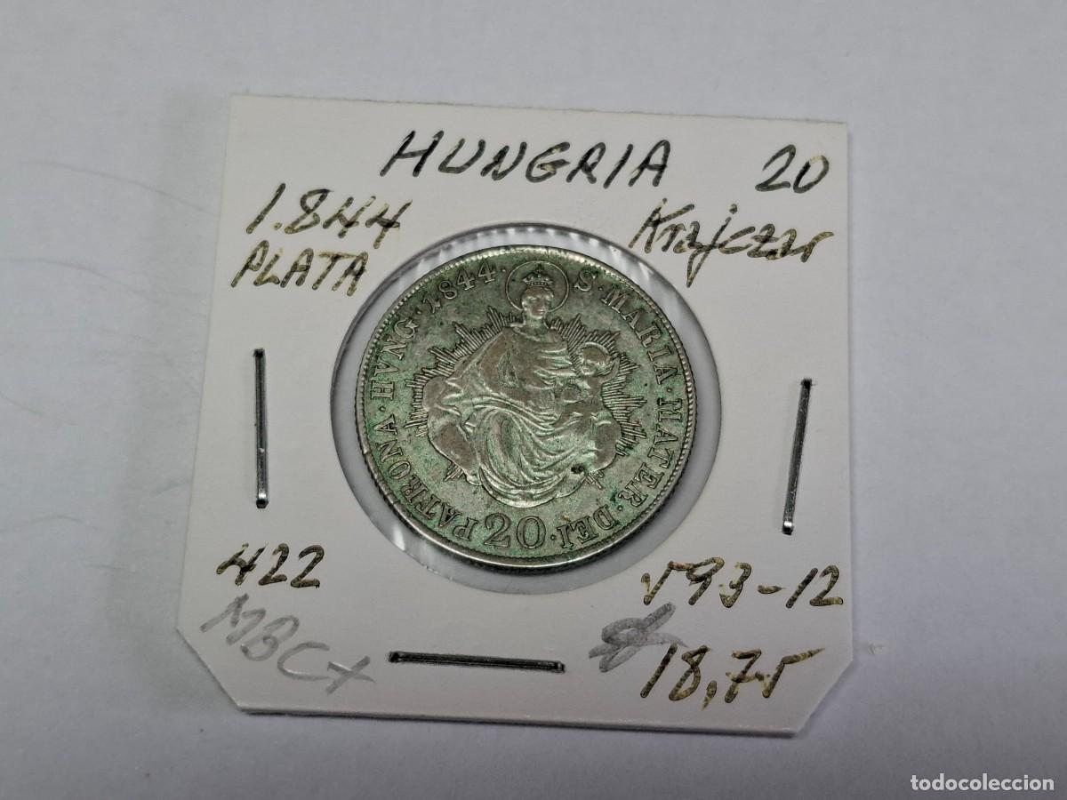 Monedas antiguas de Europa: 20 KRAJCZAR de PLATA de 1844 KM 422 HUNGR&Iacute;A en MBC+