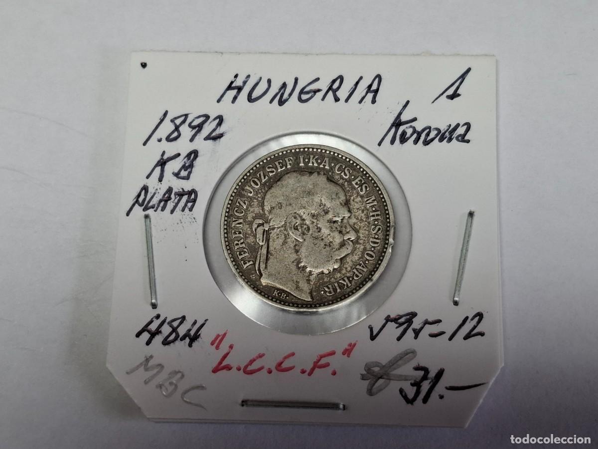 Monedas antiguas de Europa: 1 KORONA de PLATA de 1892 KB KM 484 HUNGRIA en MBC