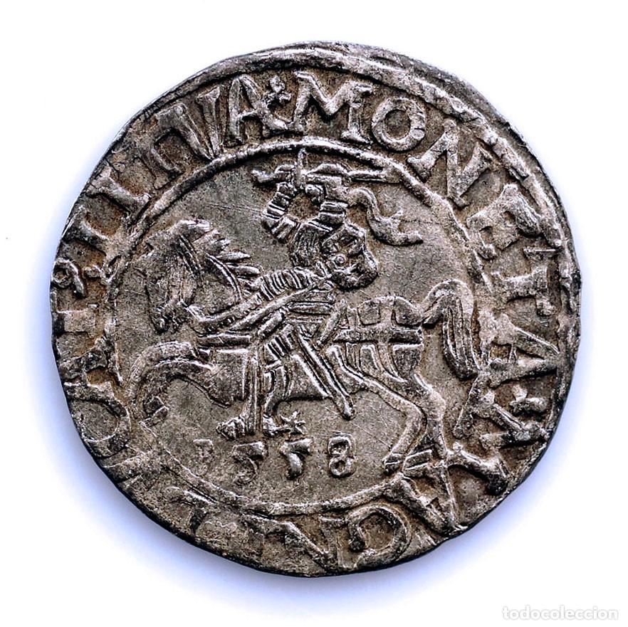 Monedas antiguas de Europa: SC-Gran Ducado de Lituania. Segismundo II. 1/2 Groschen 1558 Vilna. Plata 1,35 g