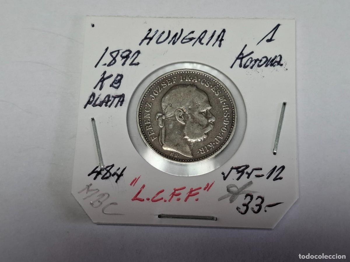 Monedas antiguas de Europa: 1 KORONA de PLATA de 1892 KB KM 484 HUNGRIA en MBC