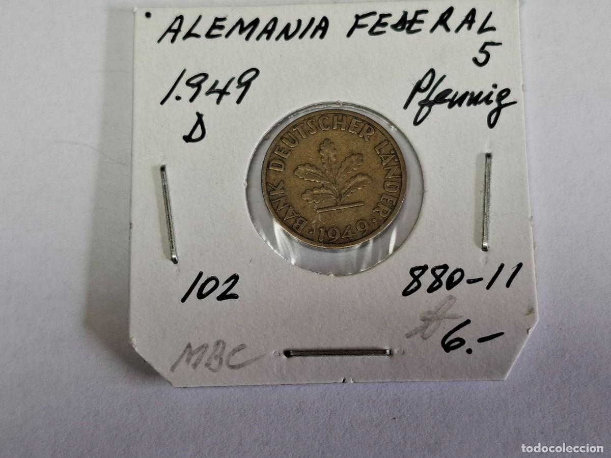 Monedas antiguas de Europa: 5 PFENNIG de 1949 D KM 102 ALEMANIA FEDERAL en MBC
