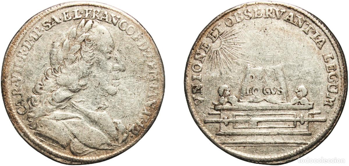 Monedas antiguas de Europa: Germany Free imperial city of Frankfurt 1742 1 Ducat - Charles VII (Silver pattern strike; Coronati
