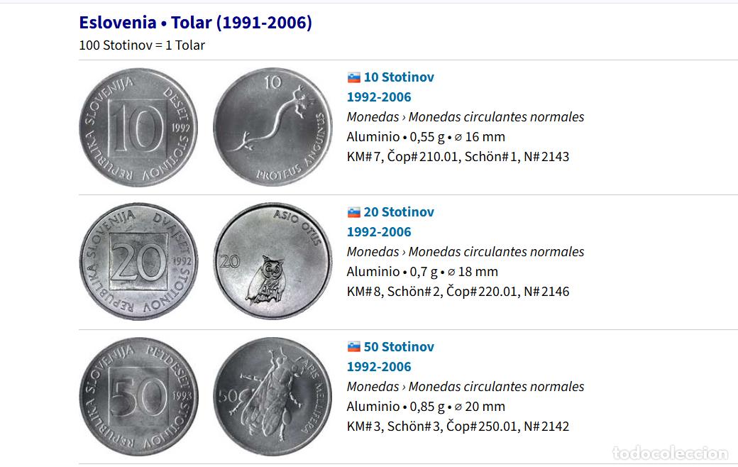 Monedas antiguas de Europa: 3 MONEDAS DE ESLOVENIA - Foto 1