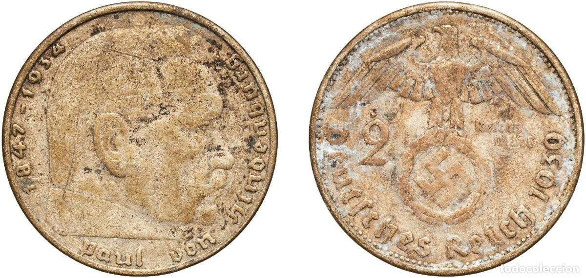 Monedas antiguas de Europa: Germany Third Reich 1939 A 2 Reichsmark (Paul von Hindenburg) Silver (.625) Berlin Mint (26855061)