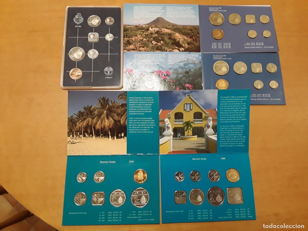 Monedas antiguas de Europa: ARUBA - LO CARTERAS OFICIALES A&Ntilde;O 1986+1988+1989+1994+1996.
