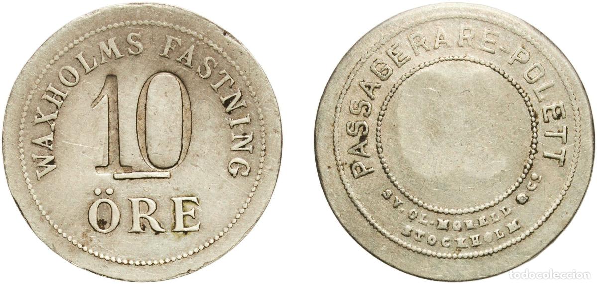 Monedas antiguas de Europa: Sweden ND 10 &Ouml;re - Waxholms Fastning Nickel 1.81g XF