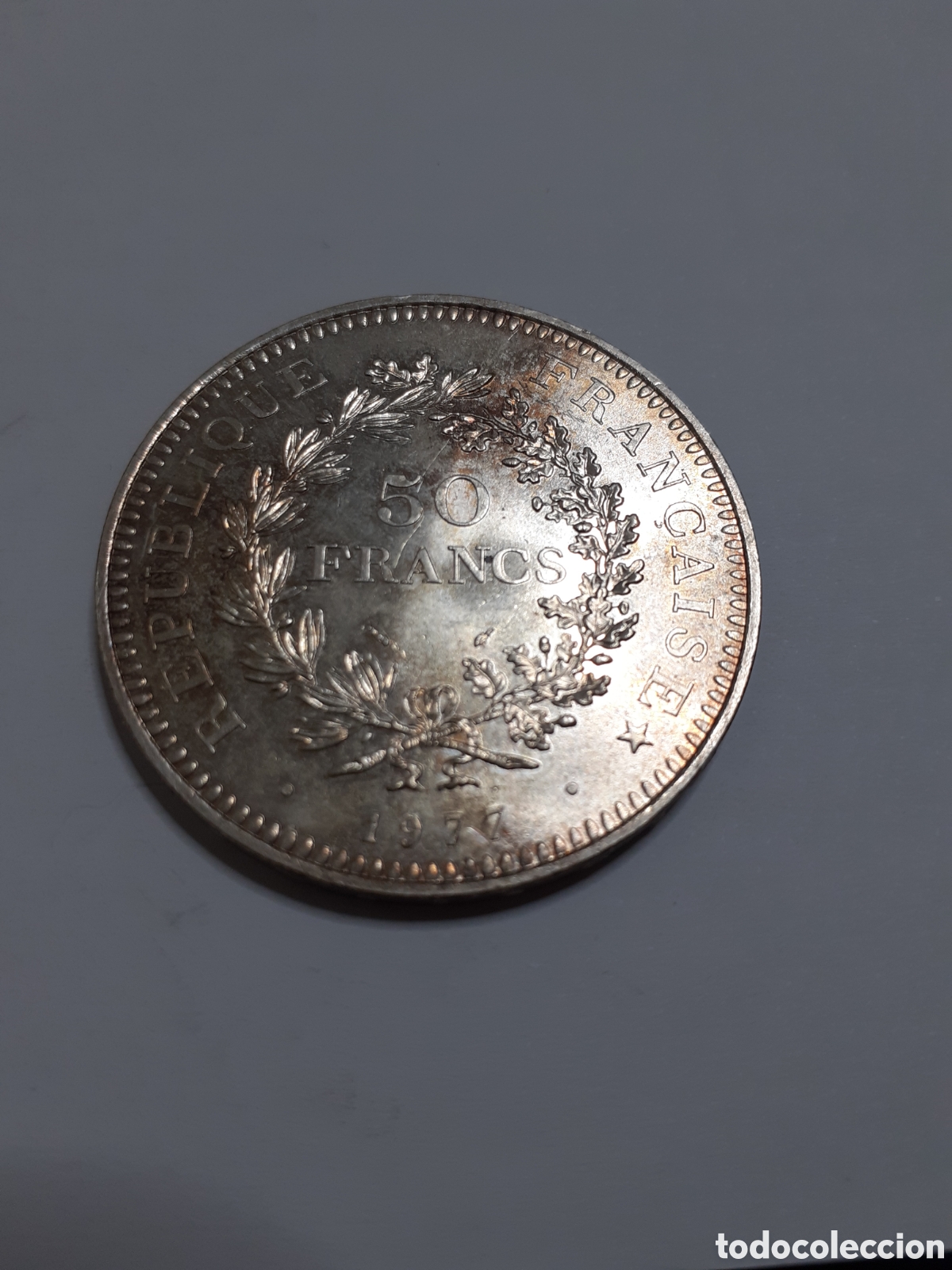 Monedas antiguas de Europa: 50 francos de plata de 1977 - Foto 2