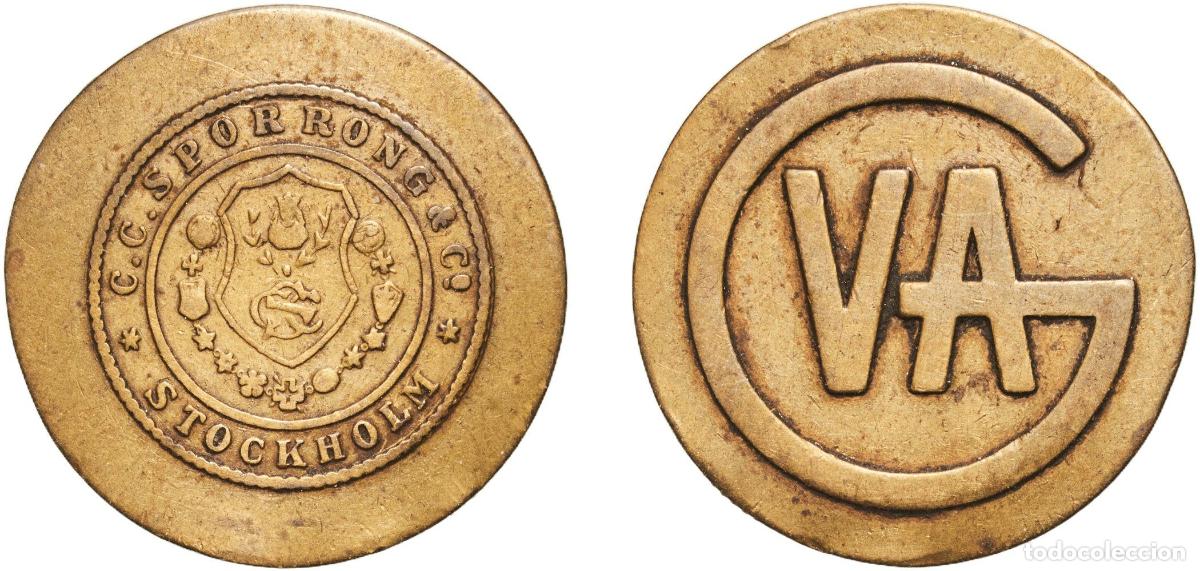 Monedas antiguas de Europa: Sweden Kingdom ND Token - C.C. SPORRONG & CO. STOCKHOLM Brass 2.44g AU
