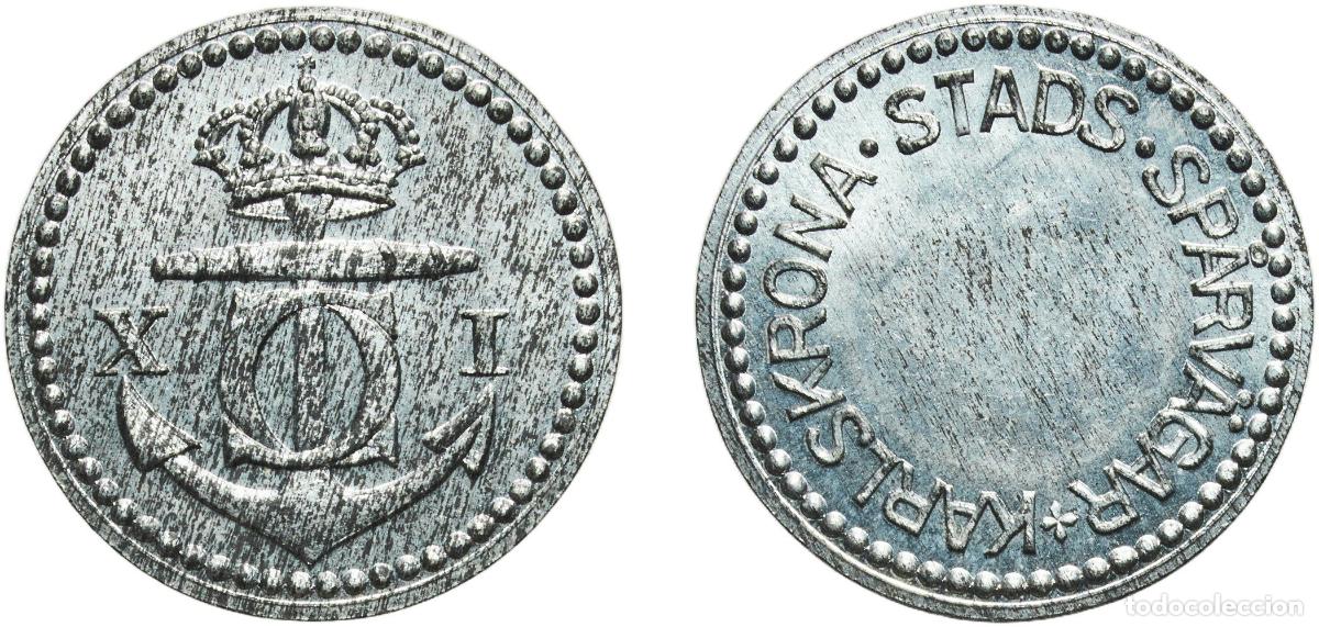 Monedas antiguas de Europa: Sweden Kingdom Early 20th century Token - KARLSKRONA STADS SP&Aring;RV&Auml;GAR Aluminium 1.58g UNC