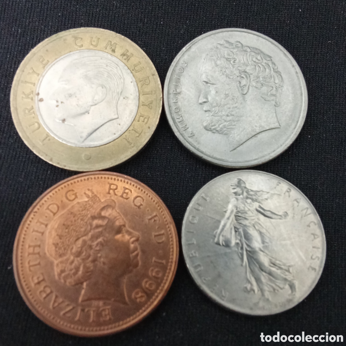 Monedas antiguas de Europa: Lote 4 monedas distintas internacionales