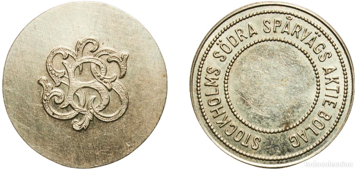 Monedas antiguas de Europa: Sweden Kingdom ND Token - Stockholms S&ouml;dra Sp&aring;rv&auml;gs Aktiebolag / SSB White Metal 1.3g UNC