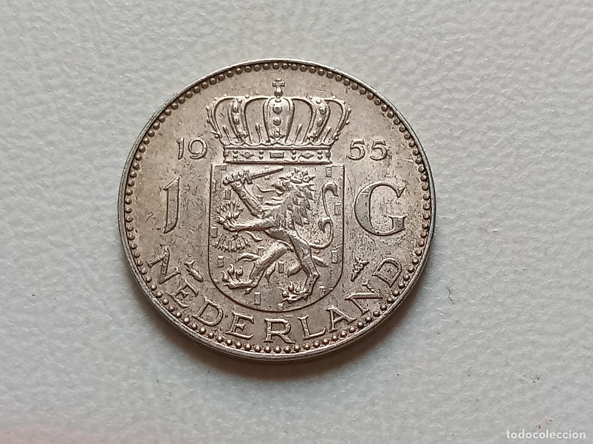 Monedas antiguas de Europa: PA&Iacute;SES BAJOS 1 GULDEN PLATA 1955 KM#184