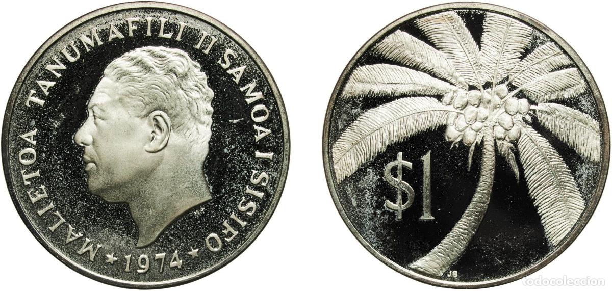 Monedas antiguas de Europa: Samoa Independent State 1974 1 Tala - Tanumafili II (Silver Proof issue) Silver (.925) (11000) 30.6