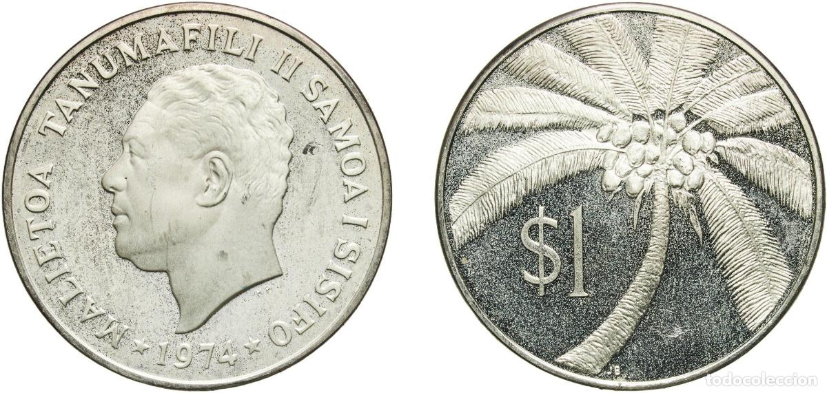 Monedas antiguas de Europa: Samoa Independent State 1974 1 Tala - Tanumafili II (Silver Proof issue) Silver (.925) (11000) 30.5