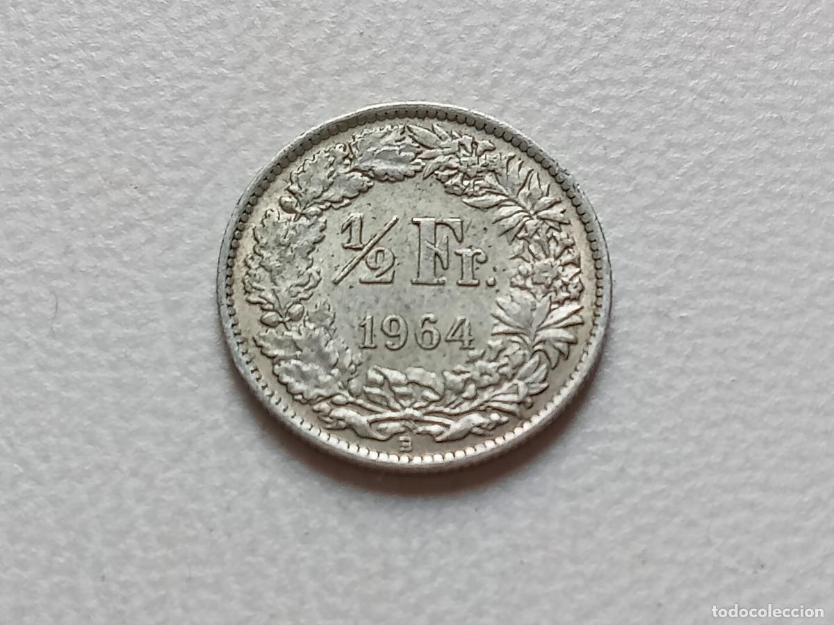 Monedas antiguas de Europa: SUIZA 1/2 FRANC PLATA 835 1964 B