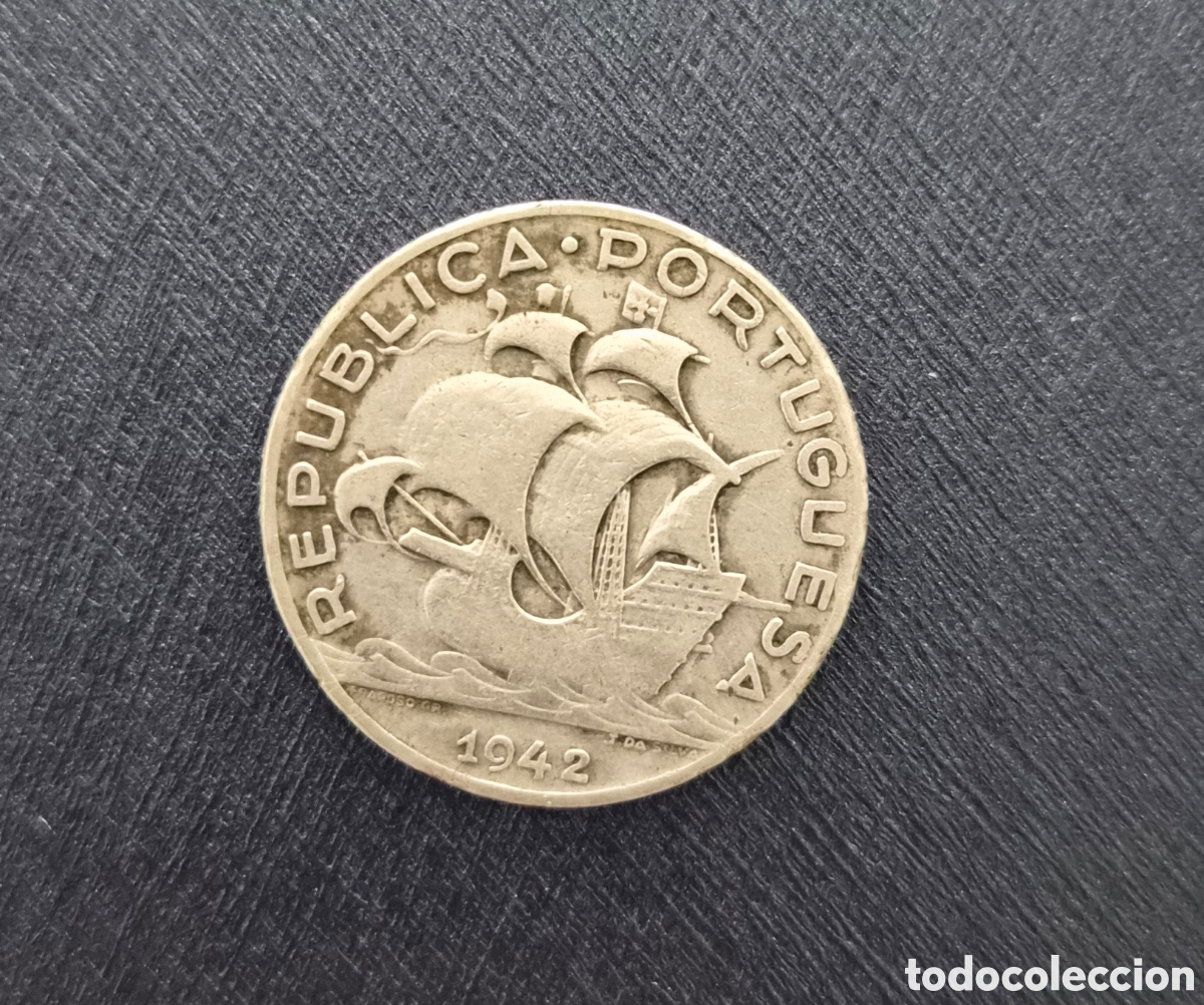 Monedas antiguas de Europa: Portugal &ndash; 5 escudos 1942 &ndash; carabela &ndash; plata