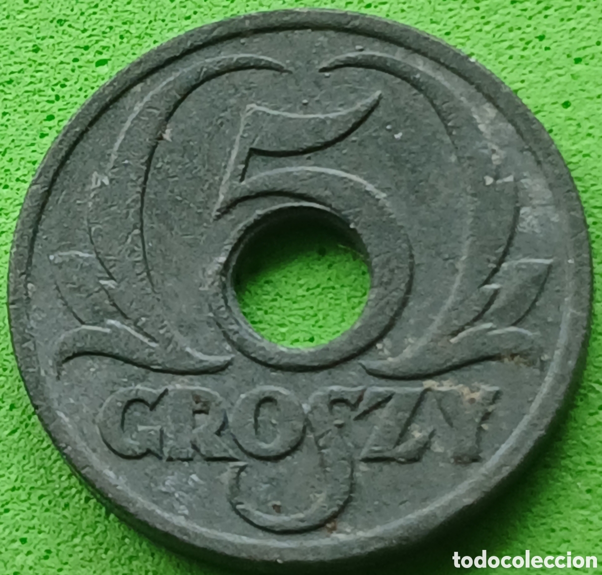 Monedas antiguas de Europa: Polonia 5 groszy 1939 Y#35 zinc !!!