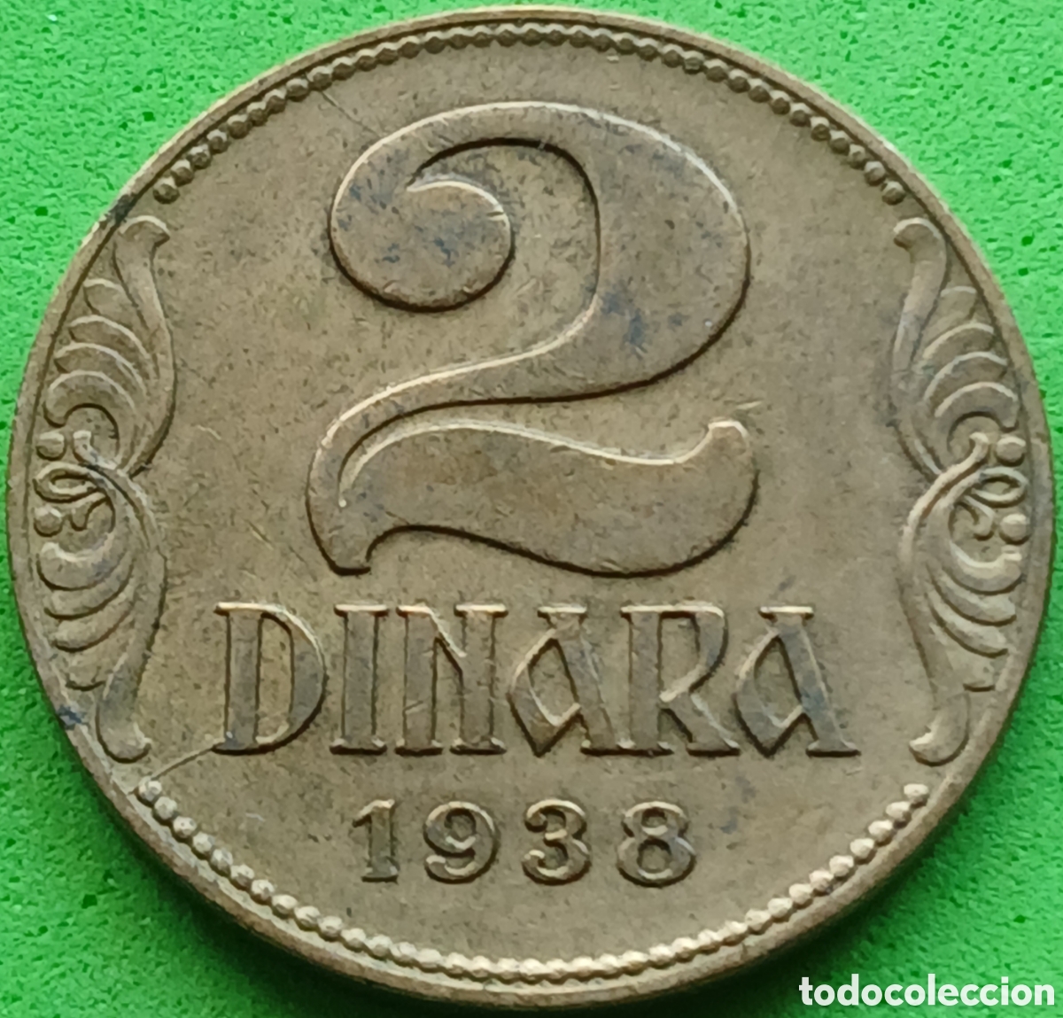 Monedas antiguas de Europa: Yugoslavia 2 dinara 1938 km#20 corona grande