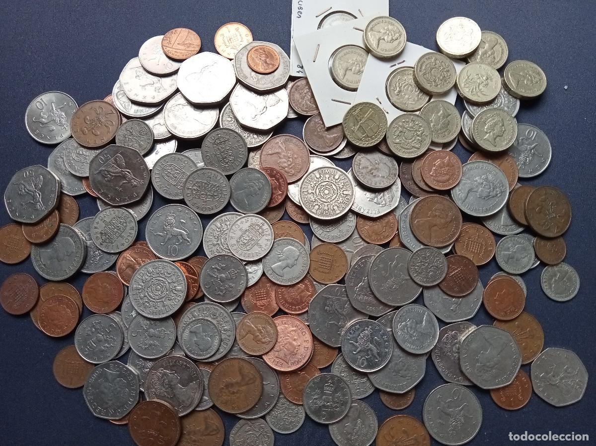 Monedas antiguas de Europa: LOTE DE 1,2 KILOS DE MONEDA DEL REINO UNIDO. ISABEL II 1952-2022. GRAN VARIEDAD.