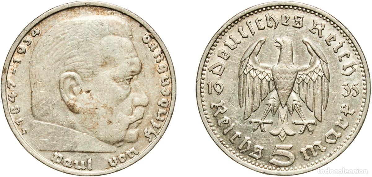 Monedas antiguas de Europa: Germany Third Reich 1935 D 5 Reichsmark (Paul von Hindenburg) Silver (.900) Munich Mint (6596000) 1