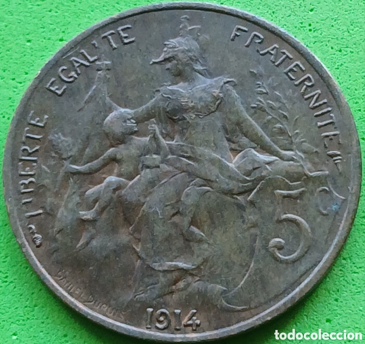 Monedas antiguas de Europa: Francia 5 c&eacute;ntimos 1914 km#842