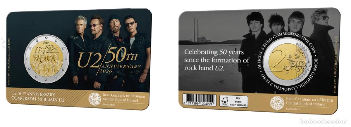 Monedas antiguas de Europa: Irlanda 2 Euro Conmemorativo &rdquo;U2&rdquo; 2026 BU PREVENTA