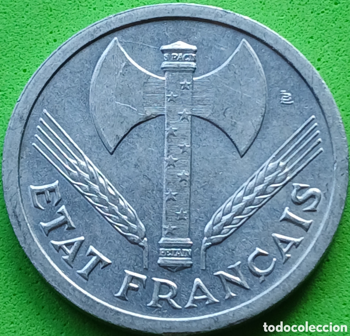 Monedas antiguas de Europa: Francia 2 francos 1943 km#904 sin marca de ceca