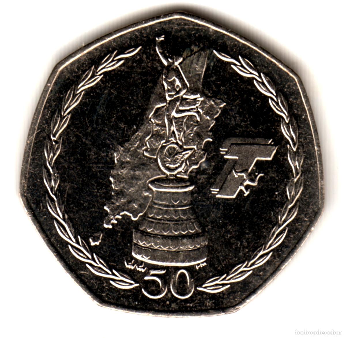 Monedas antiguas de Europa: ISLA DE MAN 50 pence 2004 Centenario de las carreras de Trofeos Turisticos